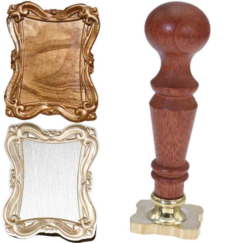 Atopbb Frame Wax Seal Stamp, 3D Embossed Frame Relief Carving Wax Sealing Stamp, Framewaxstamp Head Wood Stamp Handle, Waxstamp for Wedding Invitations, Letter Sealing (F04) - Image 1